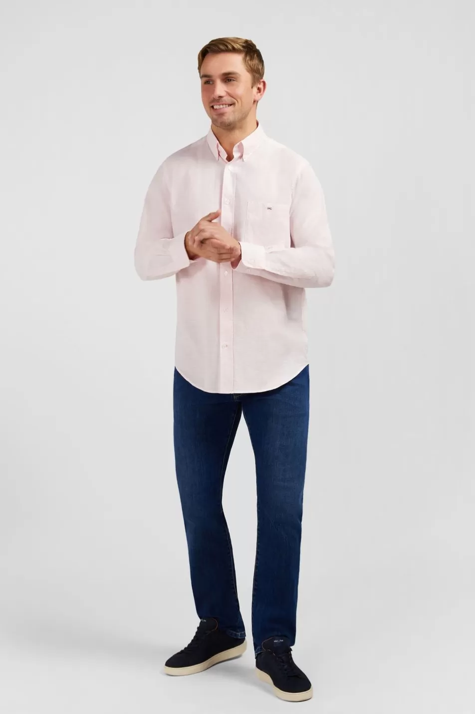 Shirts | Eden Park Pink Shirt In Cotton Dobby