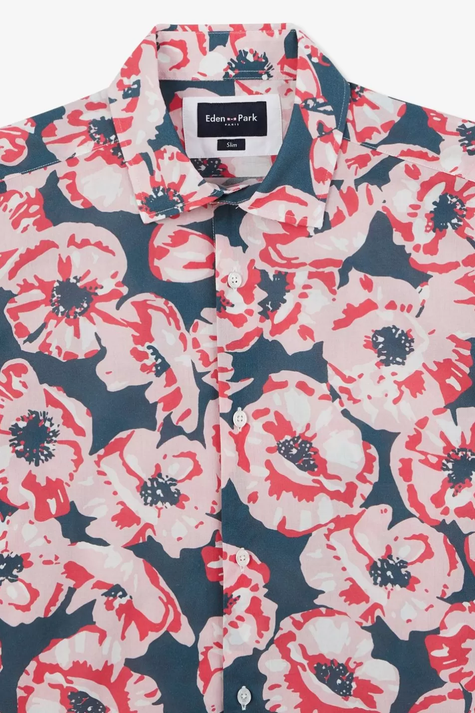 Short-Sleeved Shirts | Eden Park Pink Shirt With Exclusive Floral Print