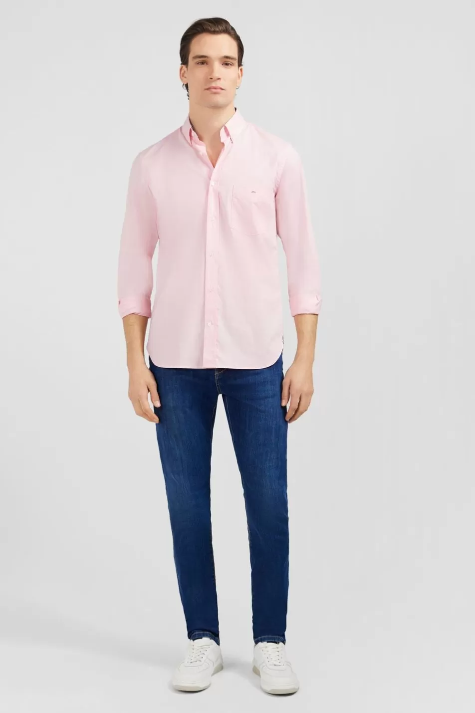 Shirts | Eden Park Pink Shirt With Floral Elbow Patches