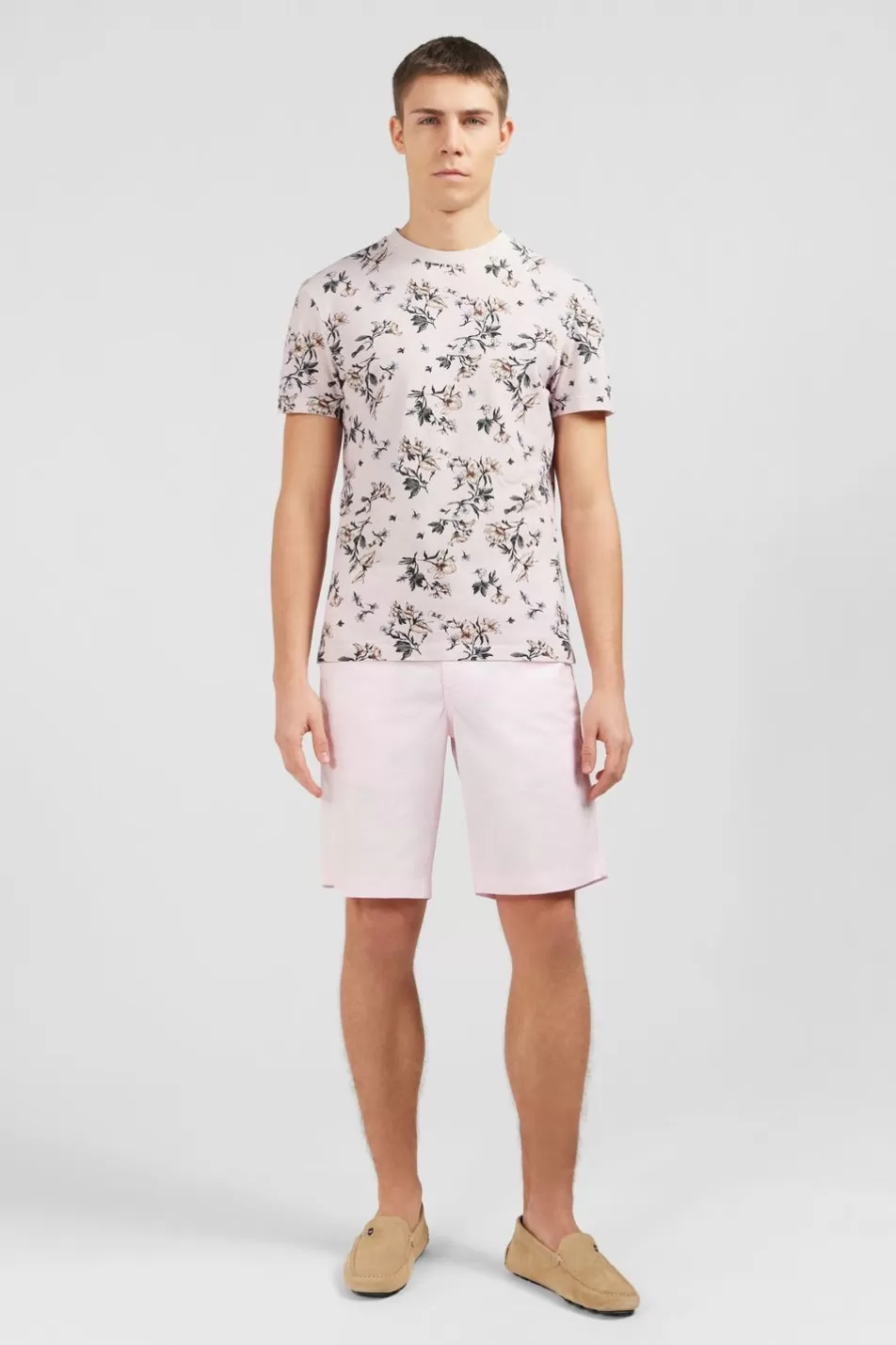 T-Shirts | Eden Park Pink Short-Sleeved T-Shirt With Leaf Print