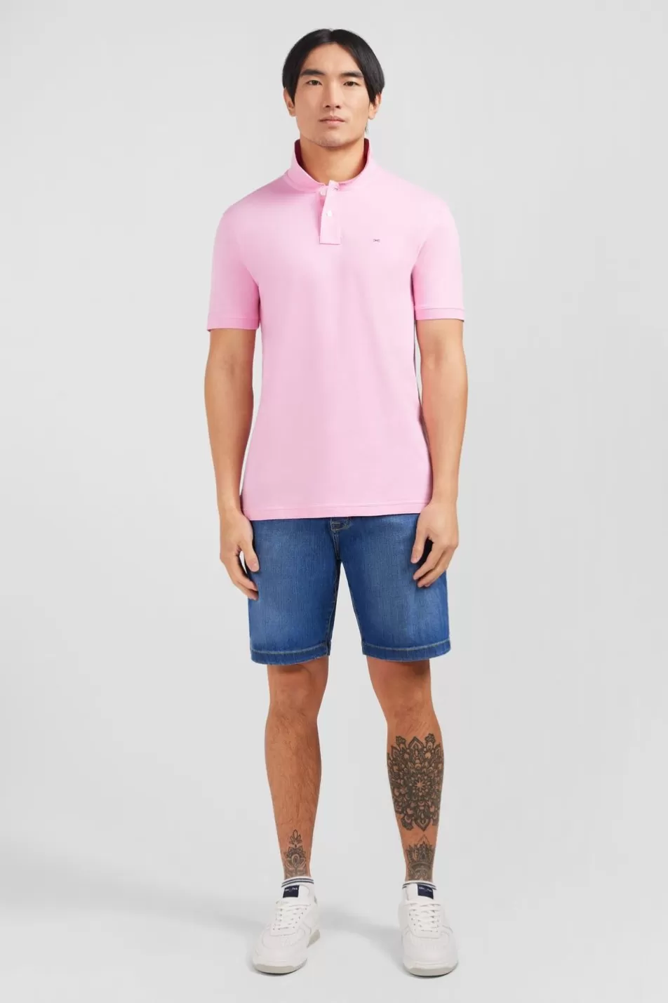 Polos | Eden Park Pink Stretch Pima Cotton Polo