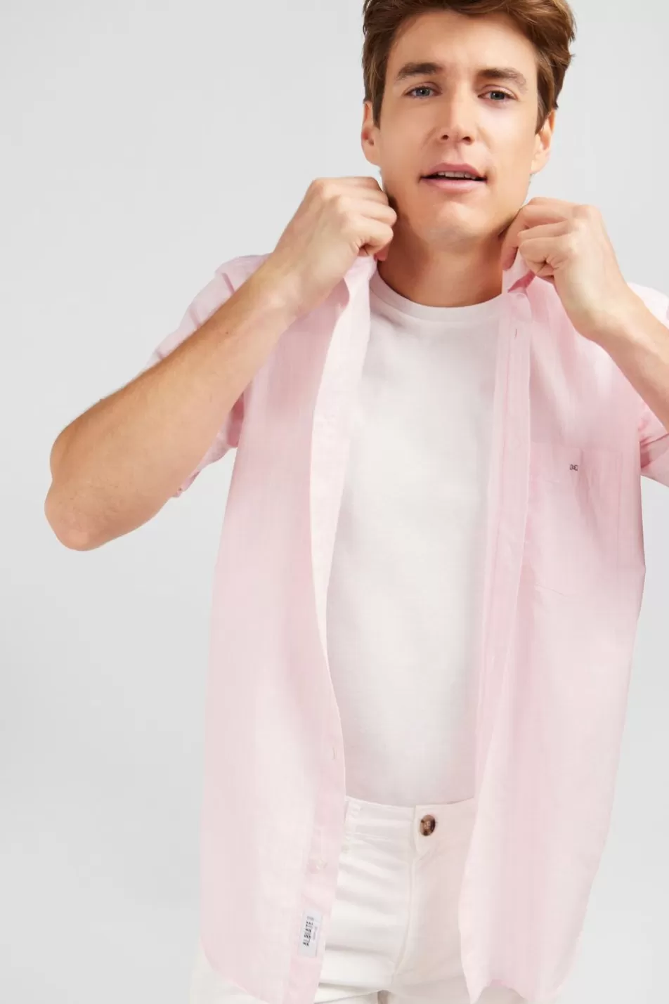 Short-Sleeved Shirts | Eden Park Pink Striped Shirt