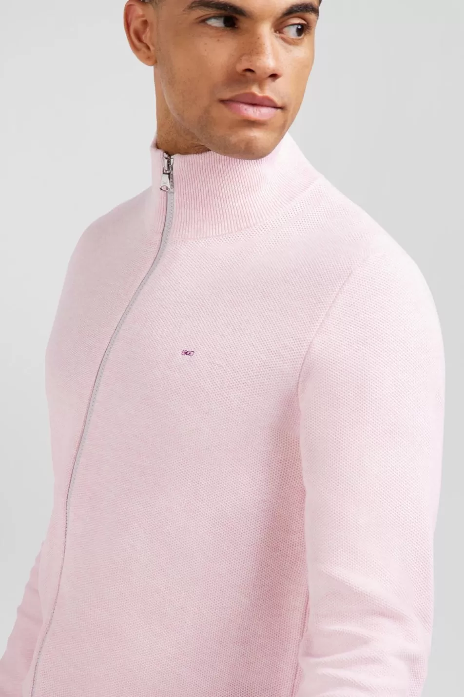 Cardigans | Eden Park Pink Zip Cardigan