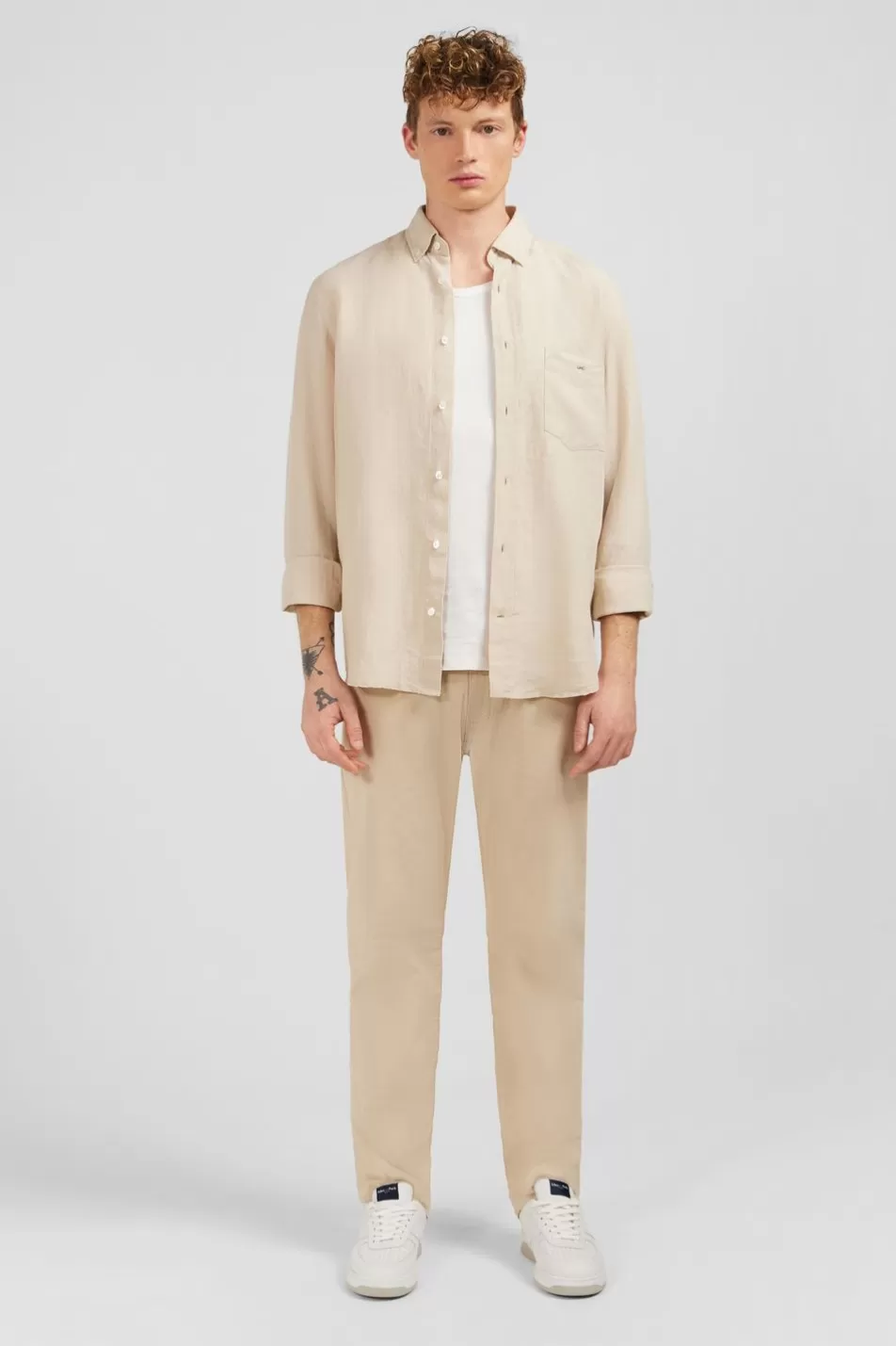 Shirts | Eden Park Plain Beige Linen Shirt