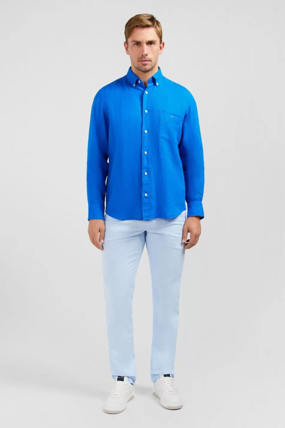 Shirts | Eden Park Plain Blue Linen Shirt