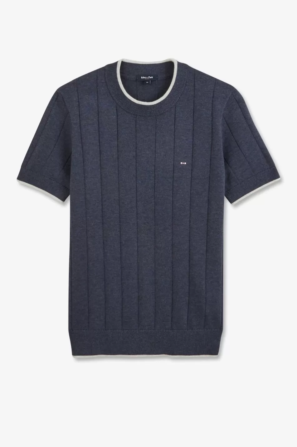 Sweaters | Eden Park Plain Blue Short-Sleeved Polo Jumper