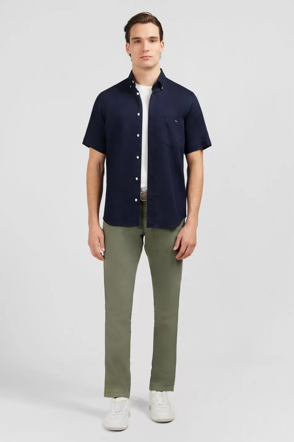 Short-Sleeved Shirts | Eden Park Plain Dark Blue Shirt