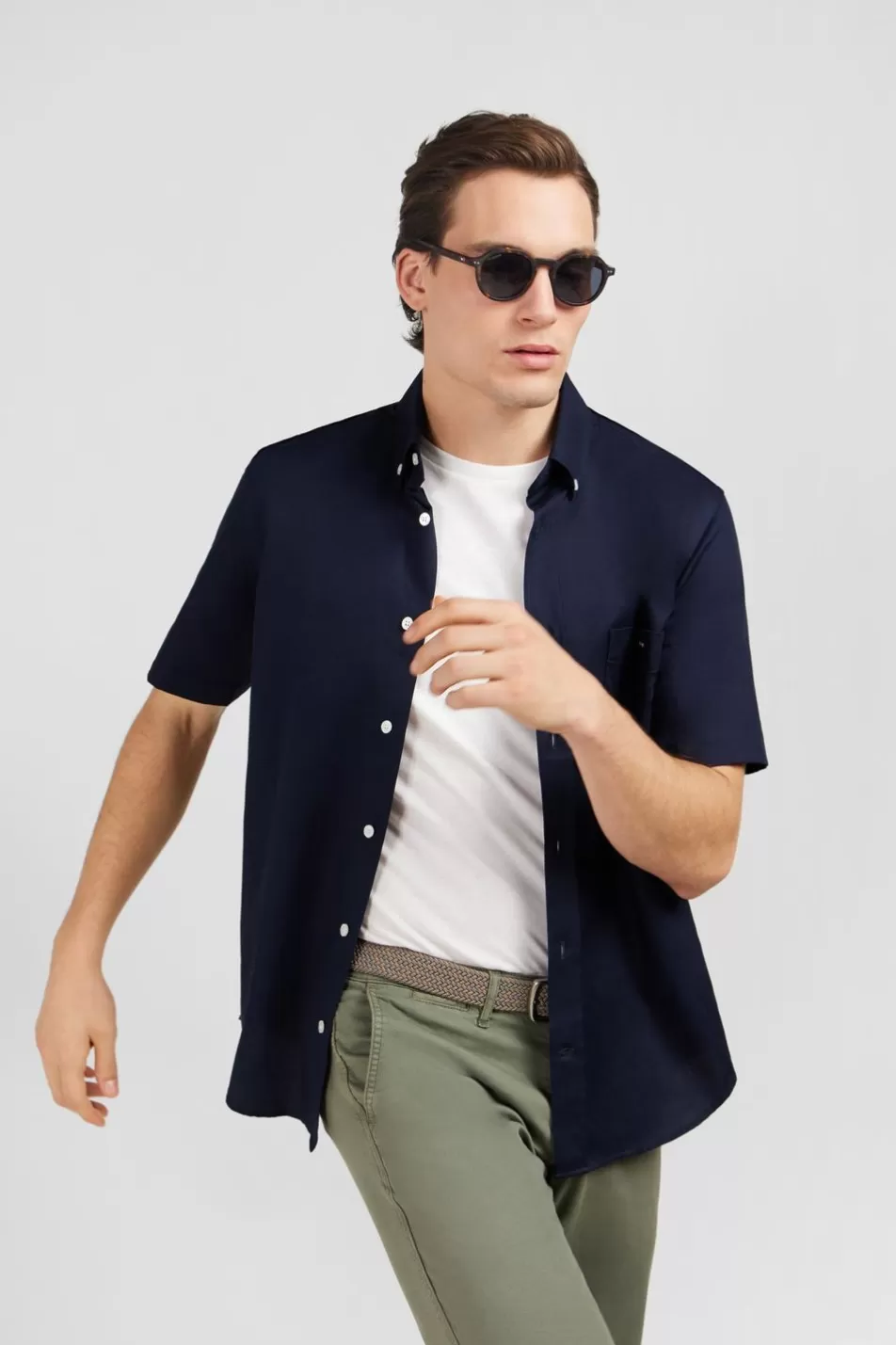 Short-Sleeved Shirts | Eden Park Plain Dark Blue Shirt