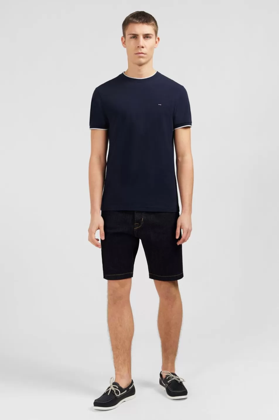 T-Shirts | Eden Park Plain Dark Blue Short-Sleeved T-Shirt