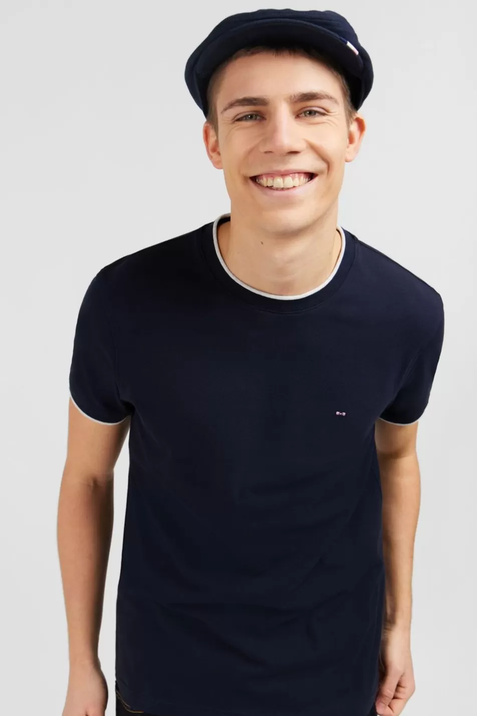 T-Shirts | Eden Park Plain Dark Blue Short-Sleeved T-Shirt