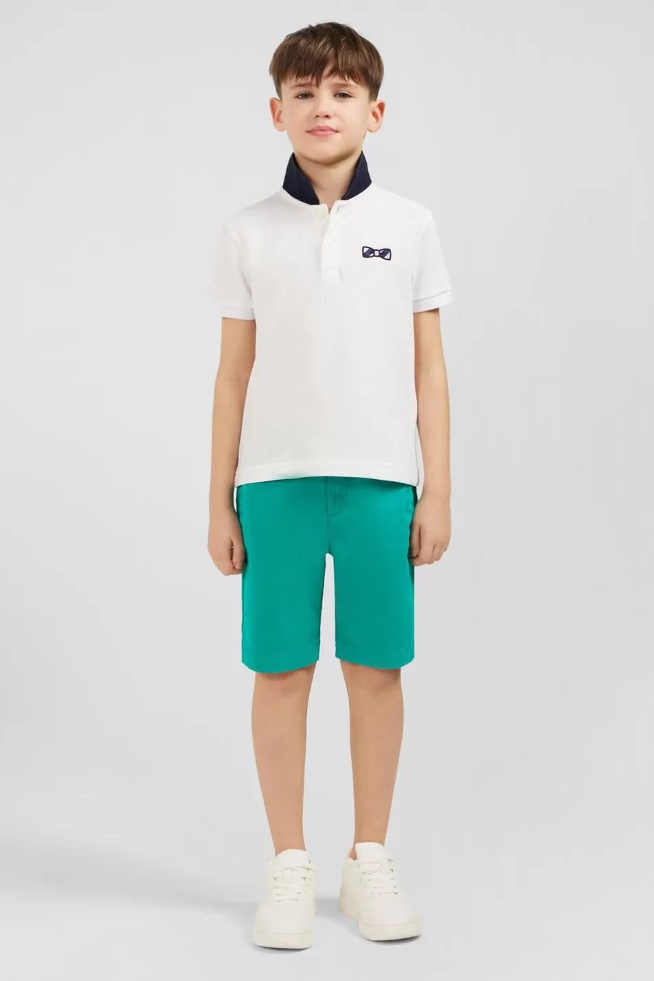 Children | Eden Park Plain Green Chino Shorts In Stretch Cotton