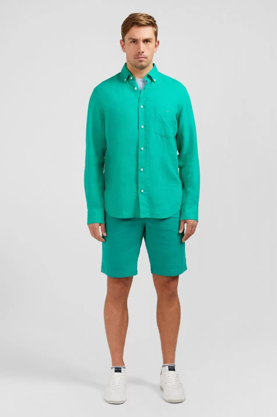 Shirts | Eden Park Plain Green Linen Shirt