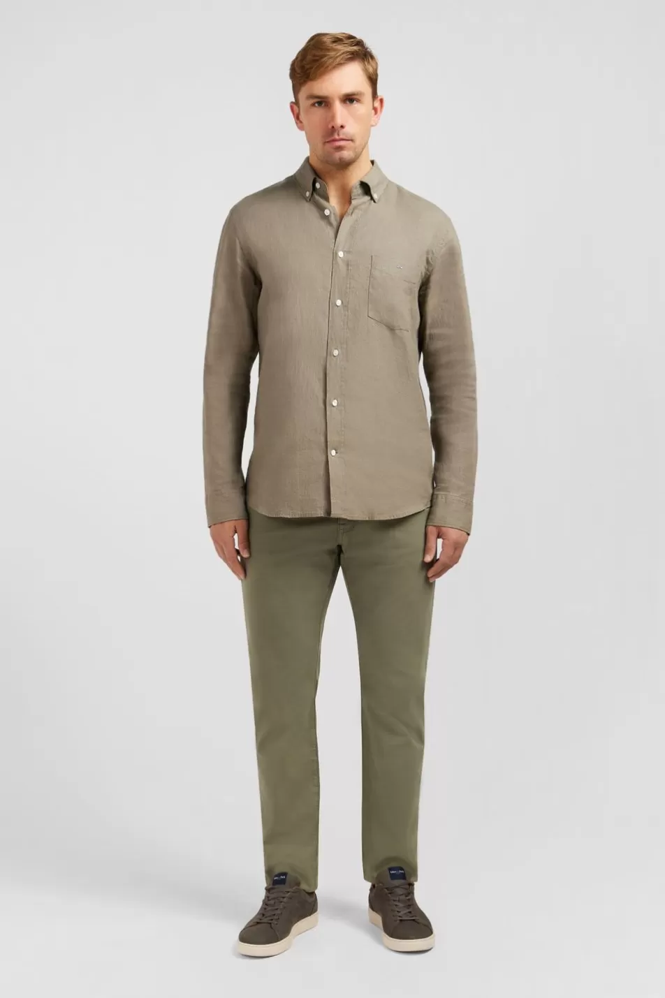 Shirts | Eden Park Plain Khaki Linen Shirt