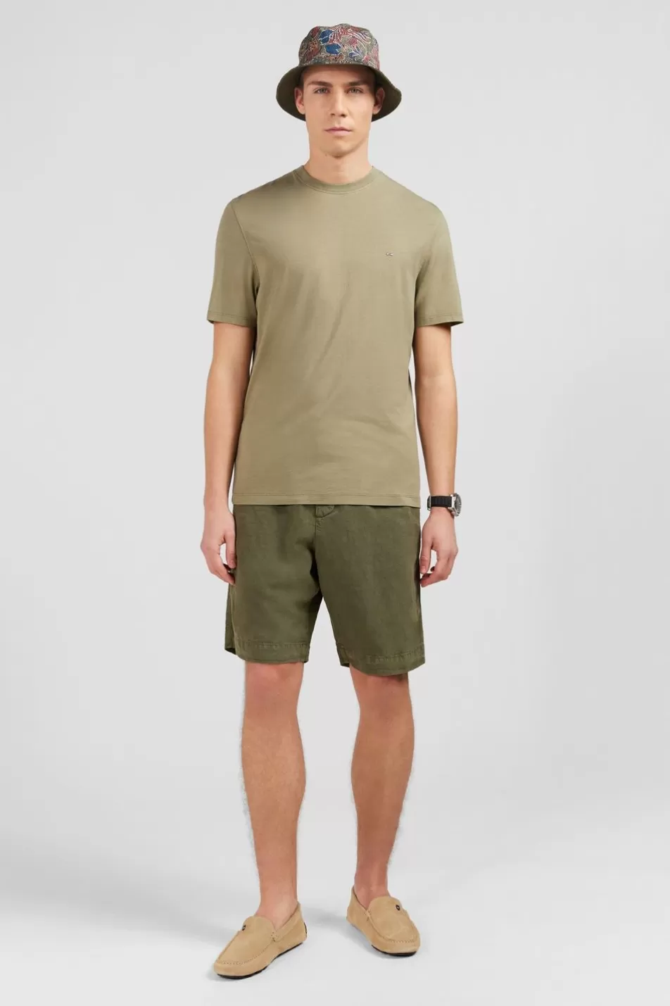 T-Shirts | Eden Park Plain Khaki Short-Sleeved T-Shirt