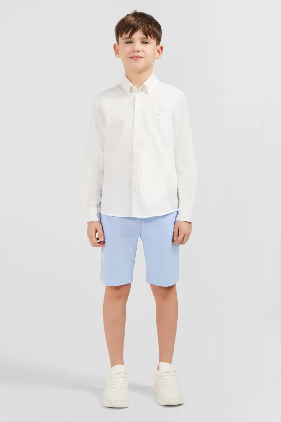 Children | Eden Park Plain Light Blue Chino Shorts In Stretch Cotton