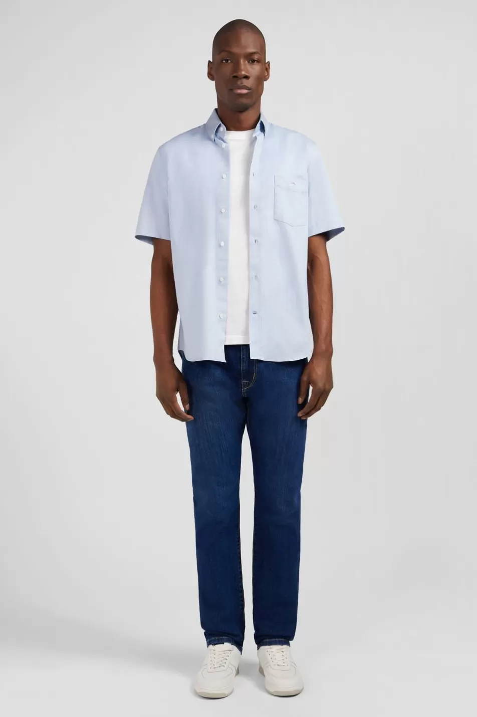 Short-Sleeved Shirts | Eden Park Plain Light Blue Shirt