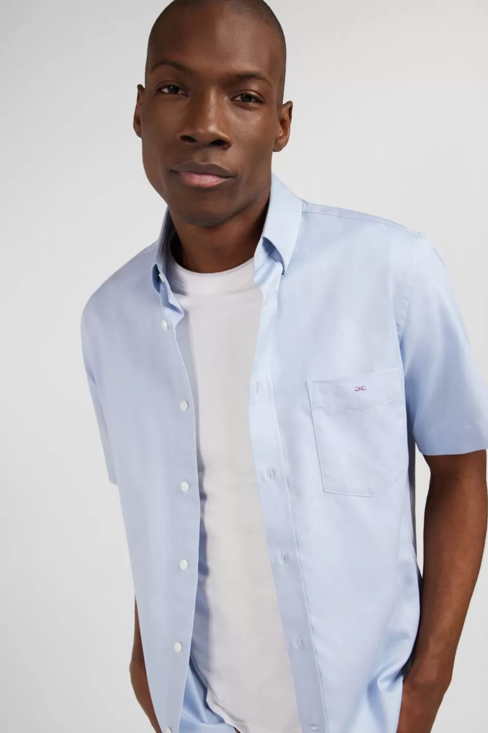 Short-Sleeved Shirts | Eden Park Plain Light Blue Shirt