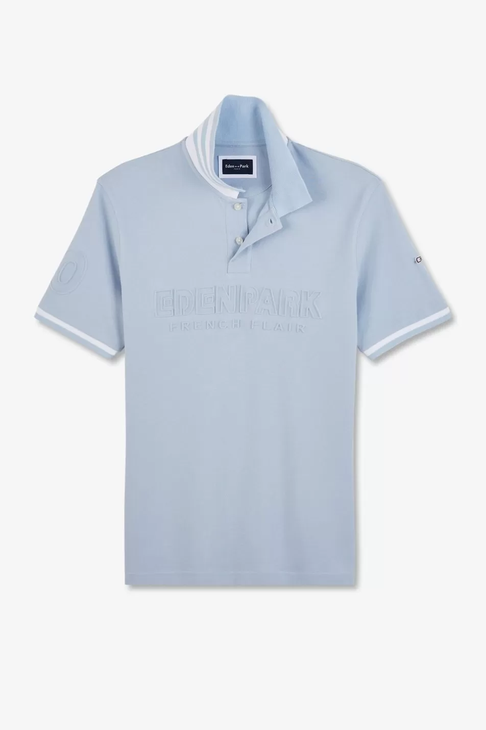 Polos | Eden Park Plain Light Blue Short-Sleeved Polo Shirt