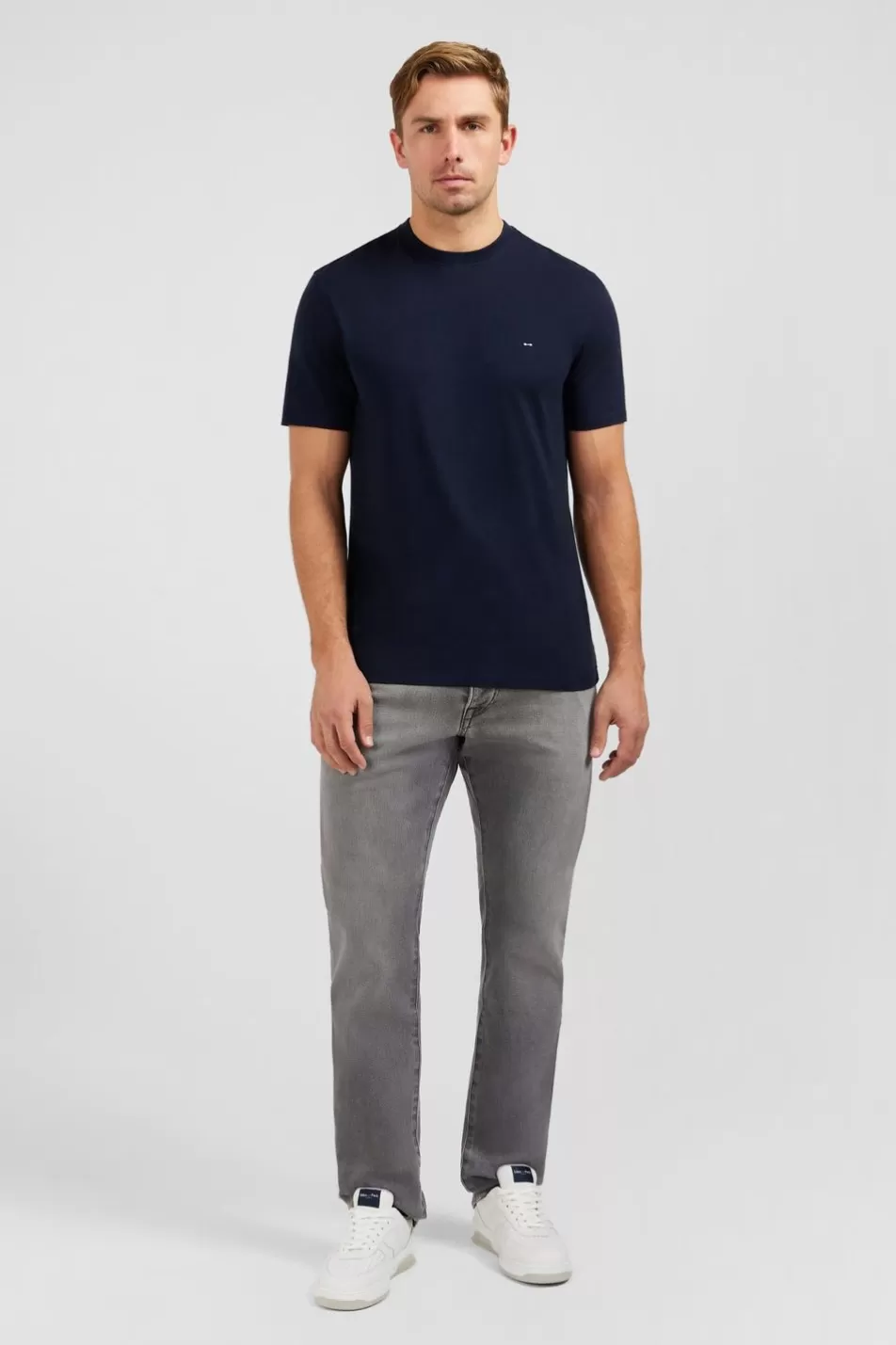 T-Shirts | Eden Park Plain Navy Blue Short-Sleeved T-Shirt