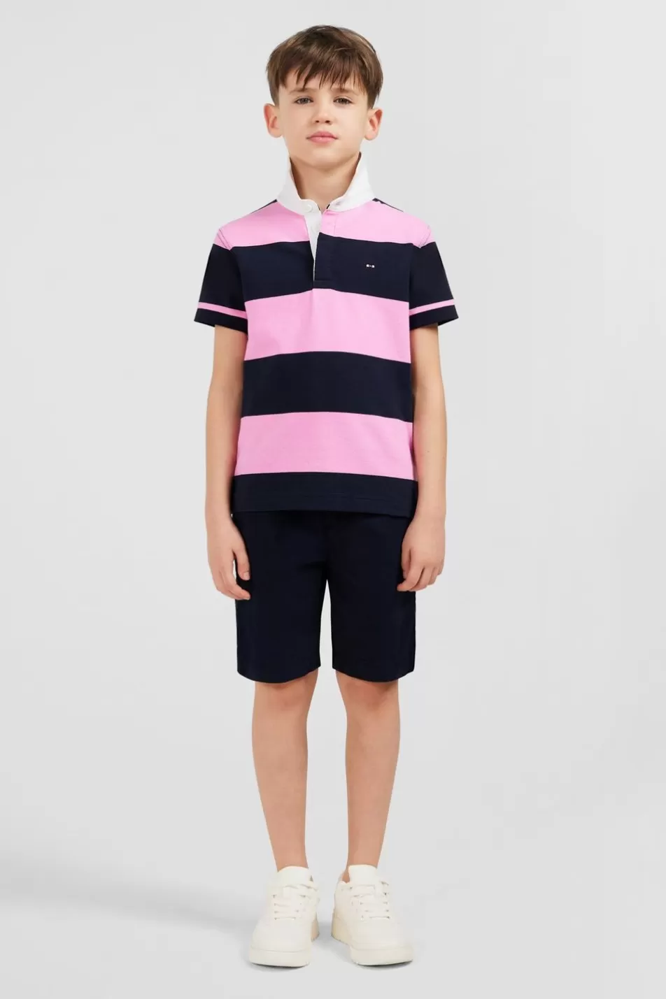 Children | Eden Park Plain Navy Chino Shorts In Stretch Cotton