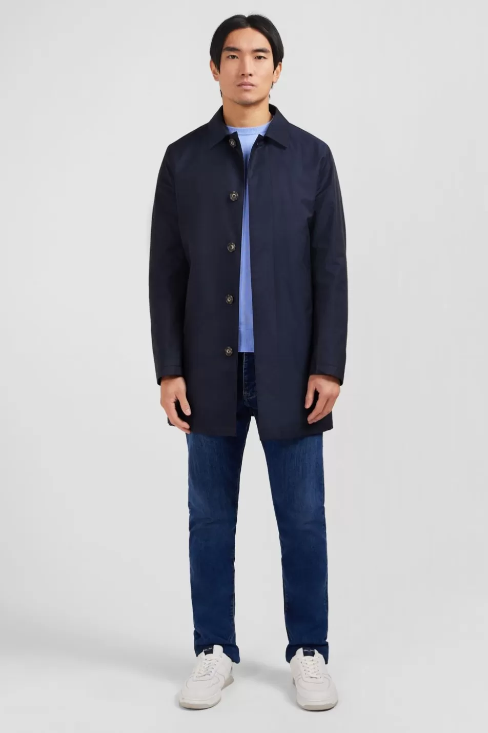 Coats | Eden Park Plain Navy Raincoat