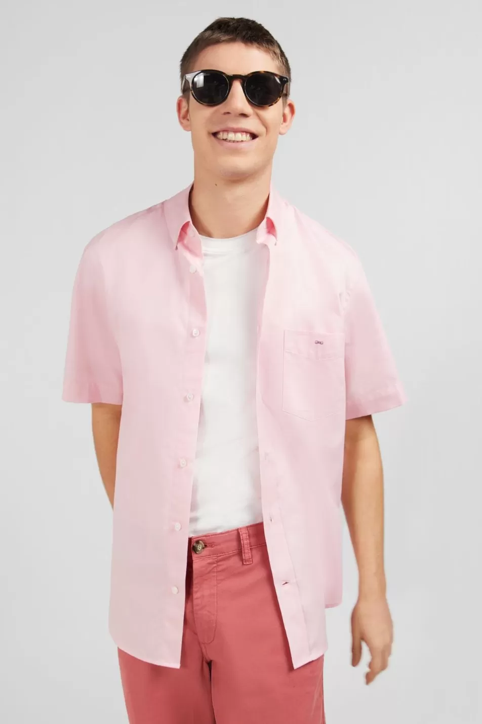 Short-Sleeved Shirts | Eden Park Plain Pink Shirt