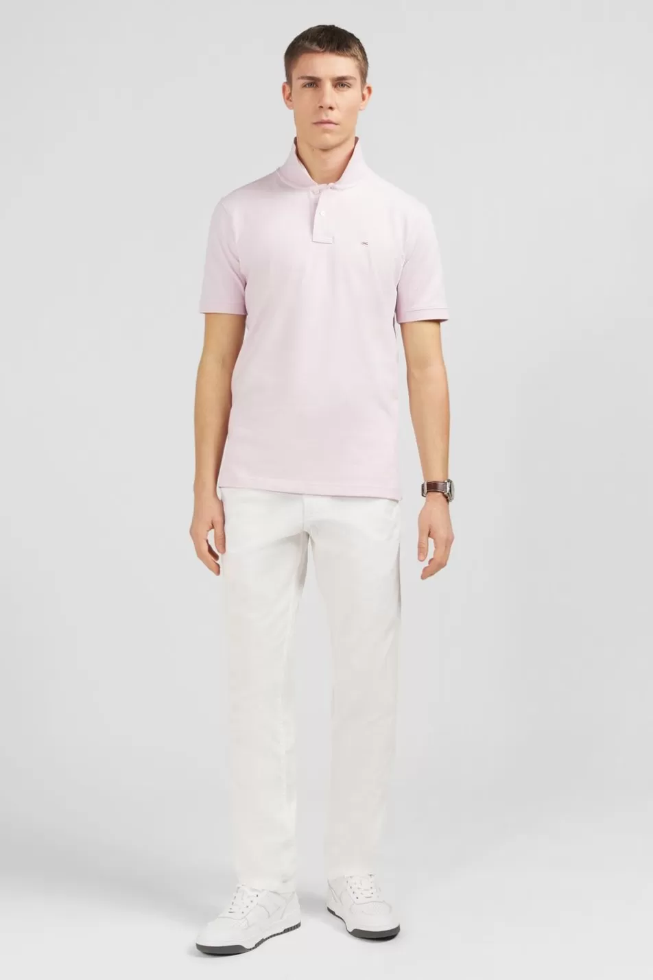 Polos | Eden Park Plain Pink Short-Sleeved Polo Shirt