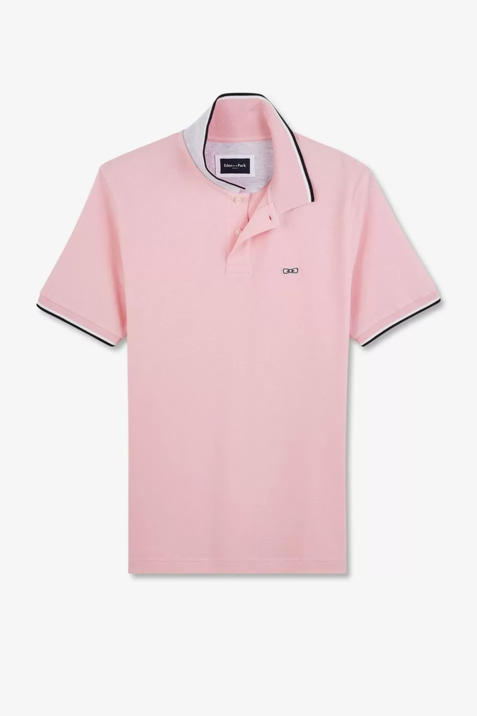 Polos | Eden Park Plain Pink Short-Sleeved Polo Shirt