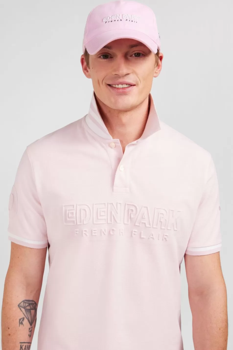 Polos | Eden Park Plain Pink Short-Sleeved Polo Shirt