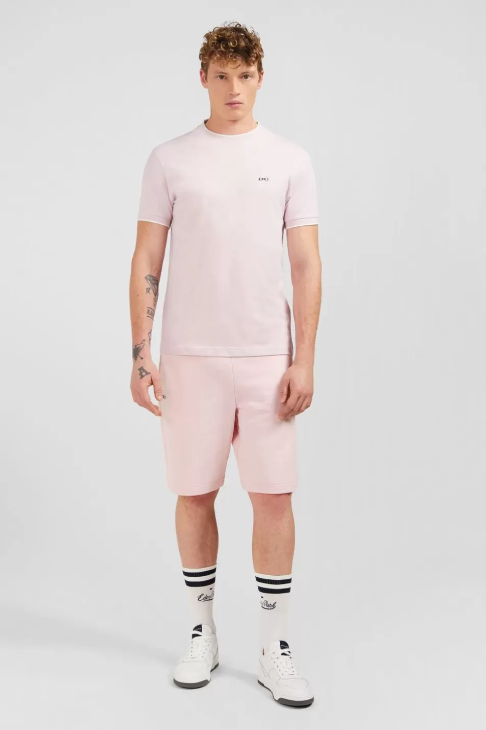 T-Shirts | Eden Park Plain Pink Short-Sleeved T-Shirt In Stretch Cotton