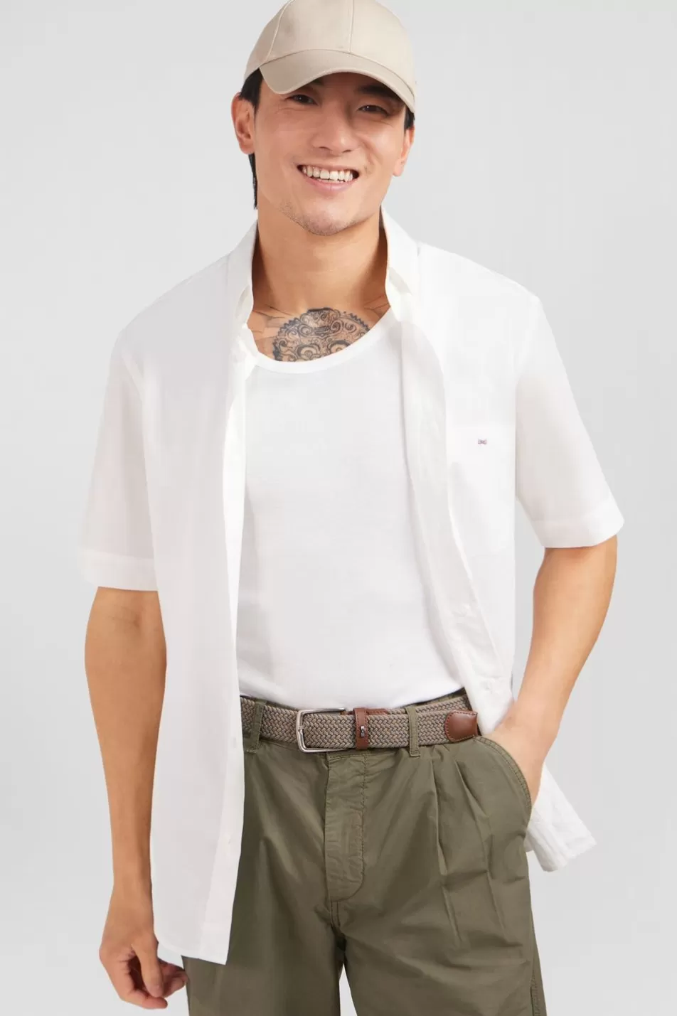 Short-Sleeved Shirts | Eden Park Plain White Shirt