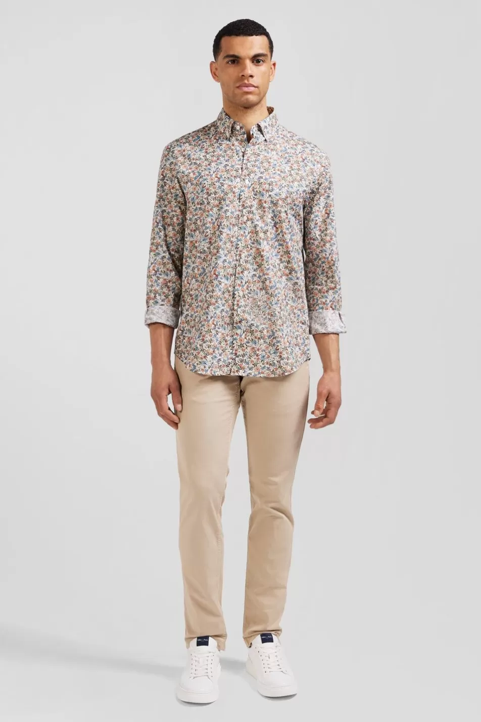 Shirts | Eden Park Printed Ecru Cotton Shir In Regular Fit