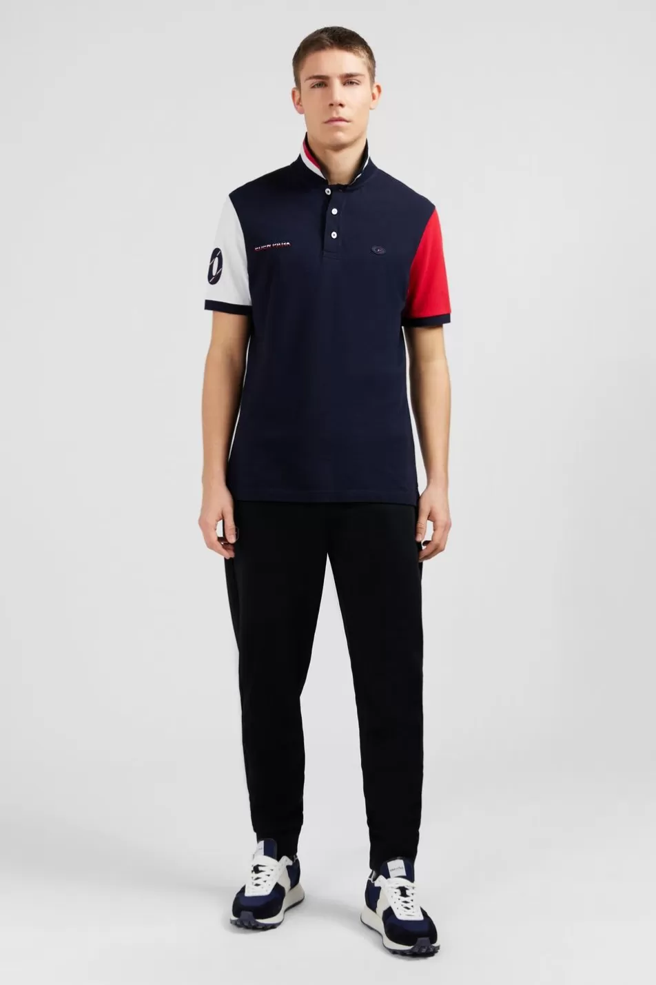 Polos | Eden Park Red Colour-Block Polo Shirt In Cotton Pique With Xv De France Embroidery