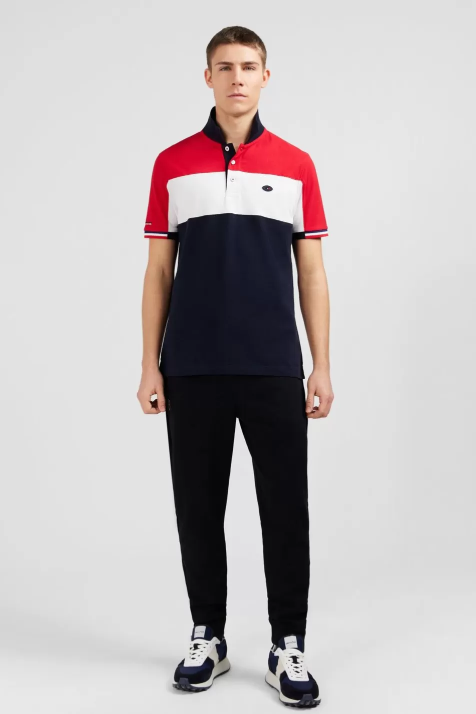 Polos | Eden Park Red Colour-Block Polo Shirt In Cotton Pique With Xv De France Embroidery