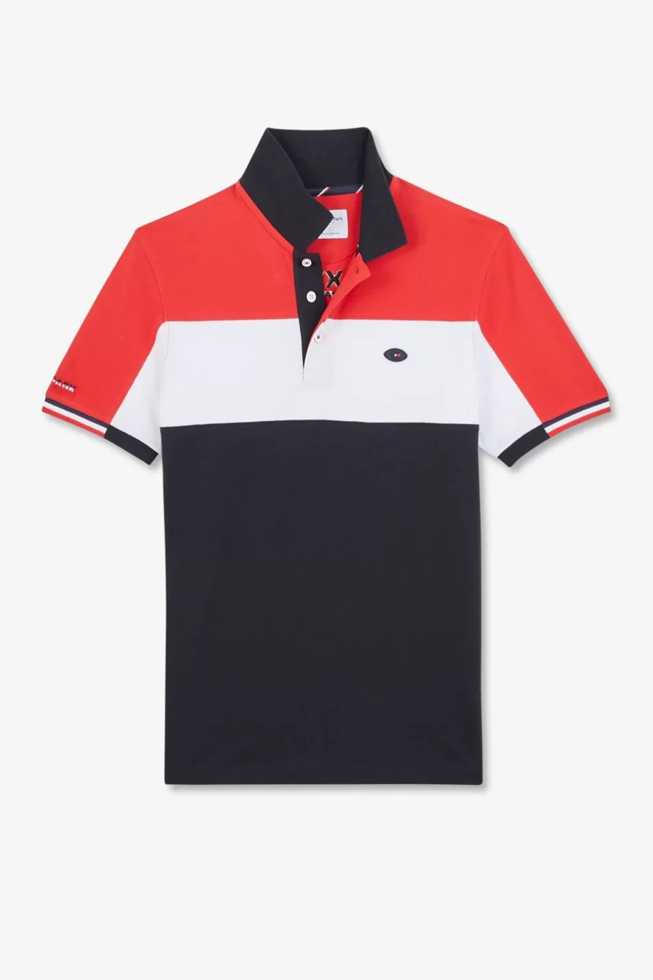 Polos | Eden Park Red Colour-Block Polo Shirt In Cotton Pique With Xv De France Embroidery