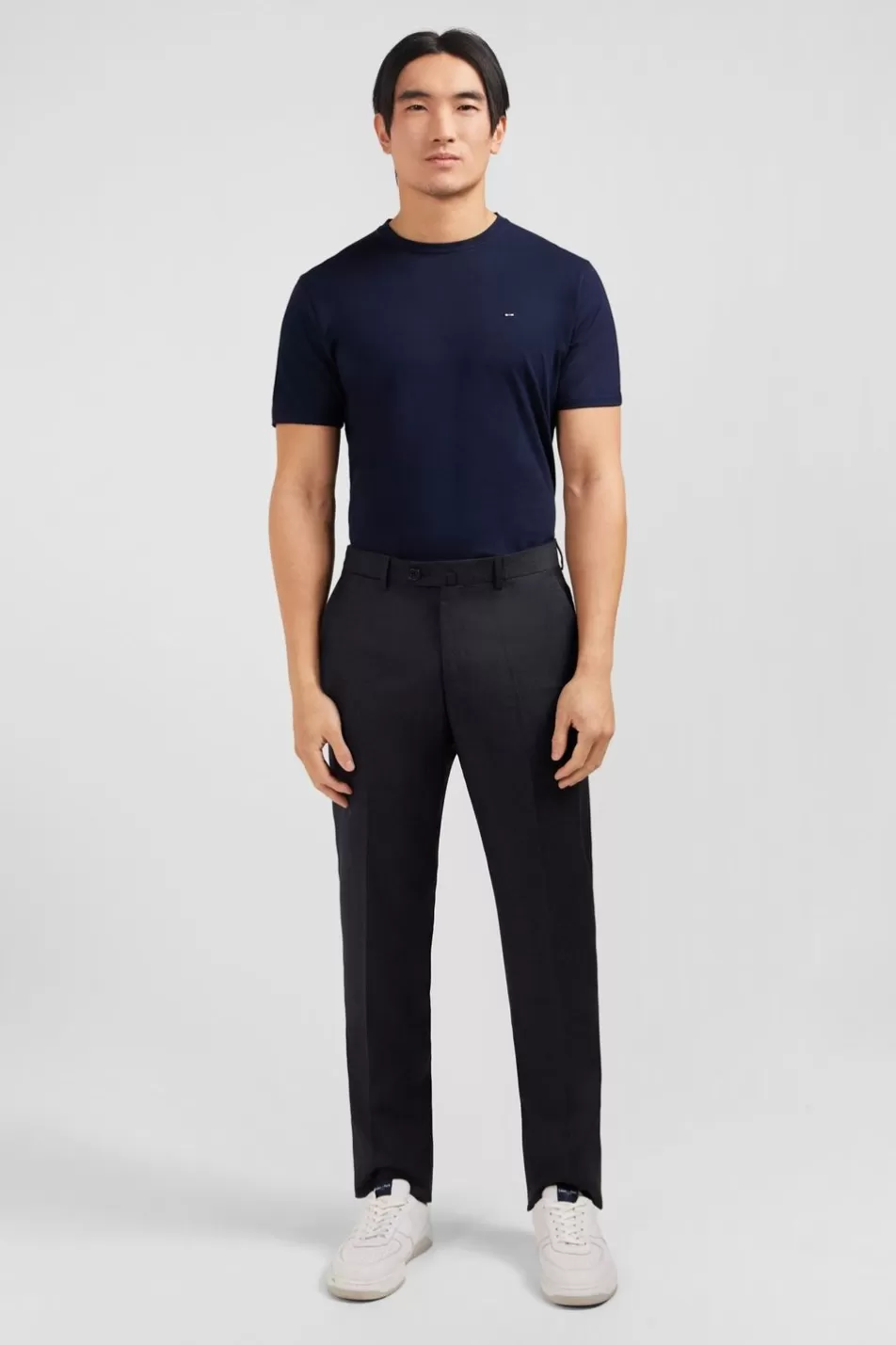 Pants | Eden Park Regular Dark Grey Wool Trousers With Broken Fold