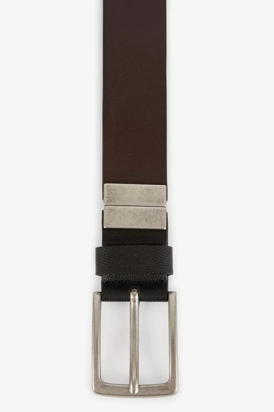 Belts | Eden Park Reversible Leather Belt With Silver Metal Buckle