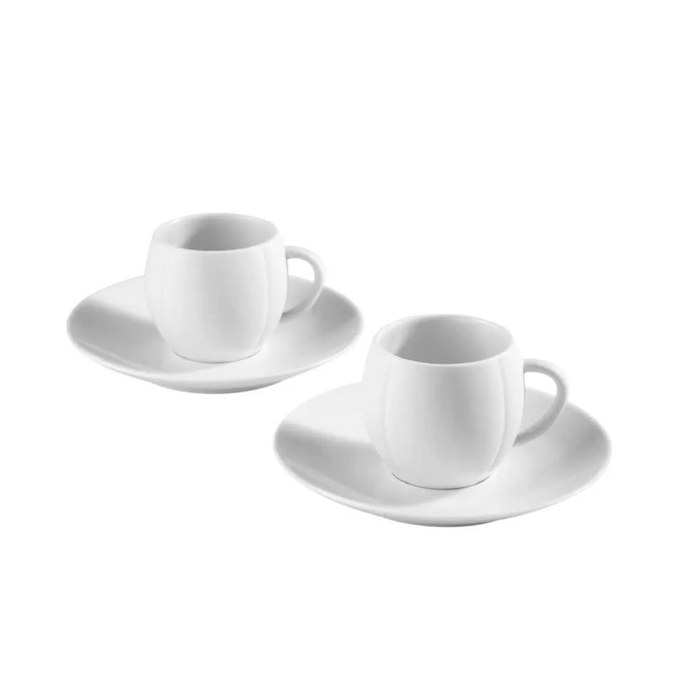 Art Of The Table | Eden Park Set Of 2 White Limoges Porcelain Cups And Coasters