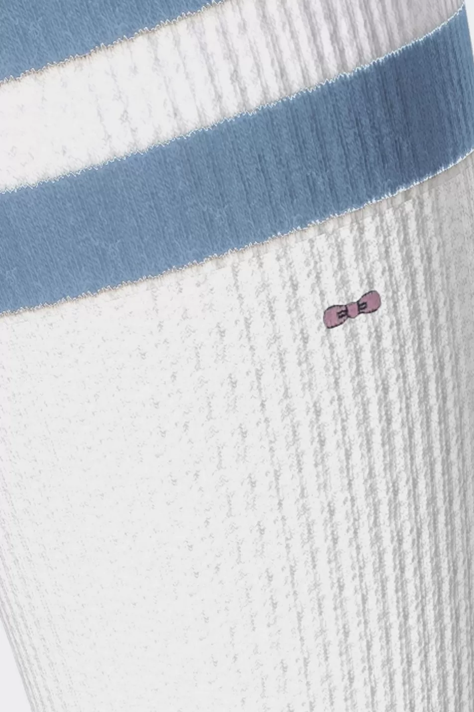 Socks | Eden Park Set Of 3 Pairs Of Blue High Socks With Striped Cuffs In Stretch Cotton