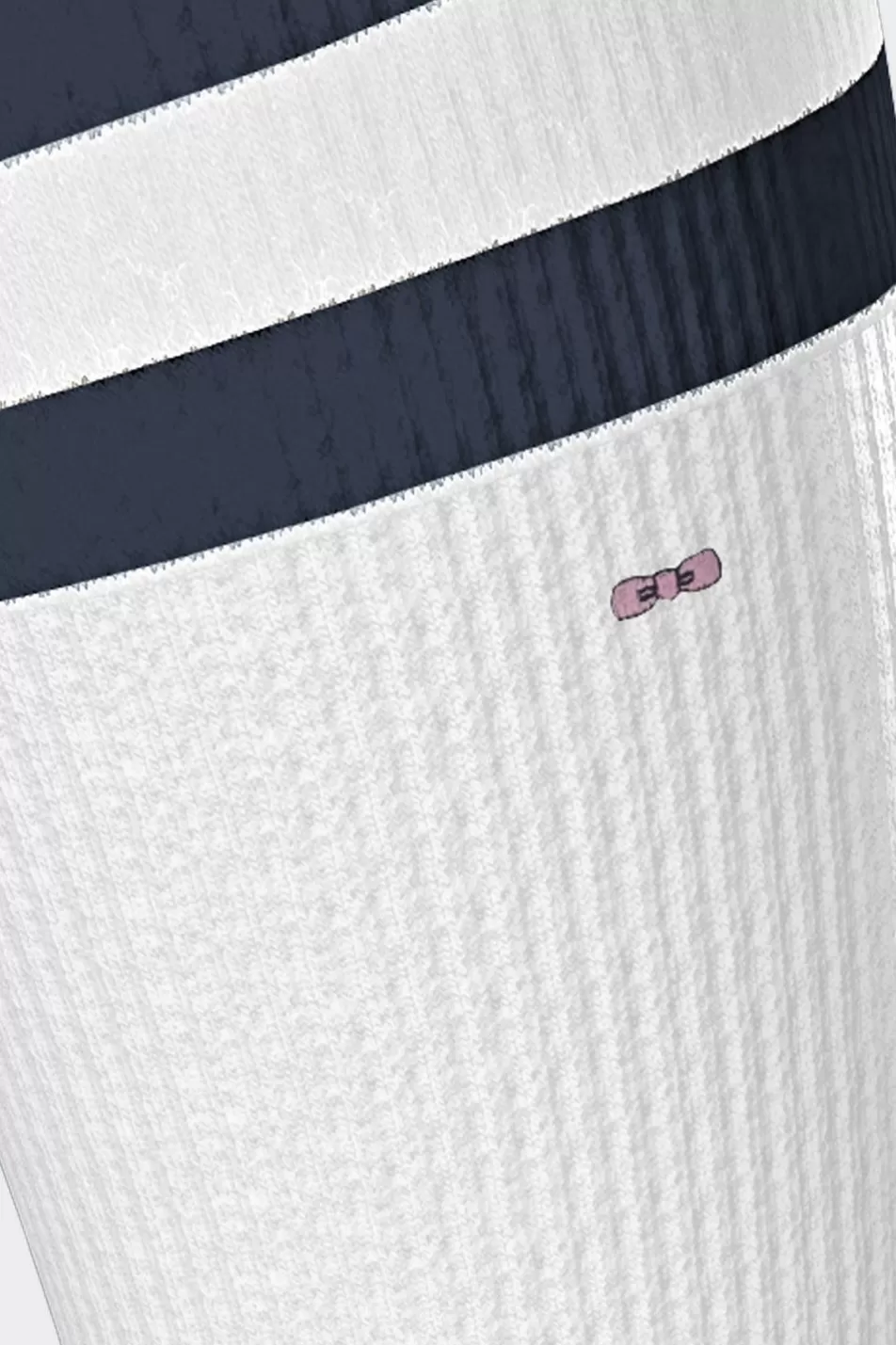 Socks | Eden Park Set Of 3 Pairs Of Navy High Socks With Striped Cuffs In Stretch Cotton