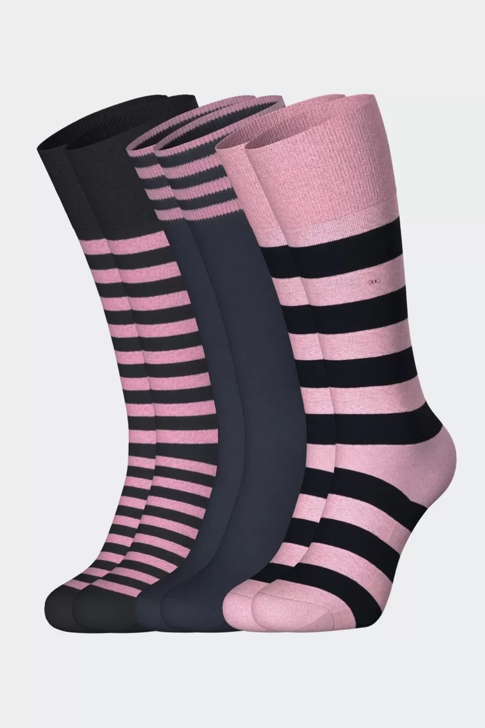 Socks | Eden Park Set Of 3 Pairs Of Striped Pink Socks In Stretch Cotton