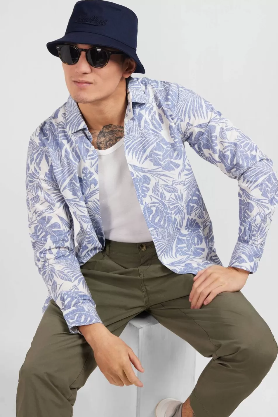 Shirts | Eden Park Shirt With An Exclusive Leaves Print