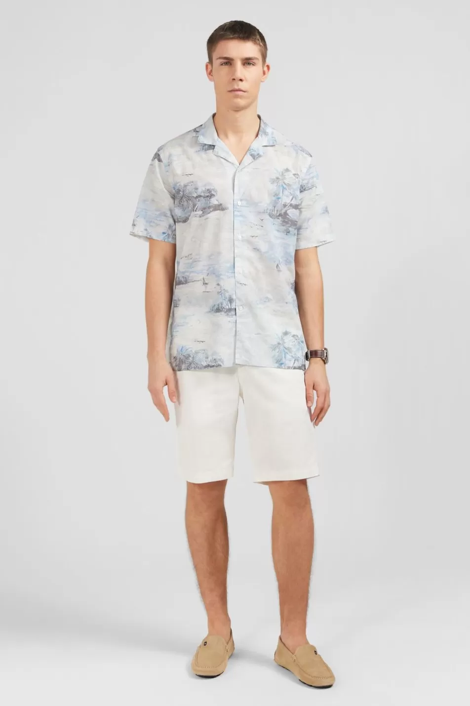 Short-Sleeved Shirts | Eden Park Shirt With Exclusive Palm Trees Print