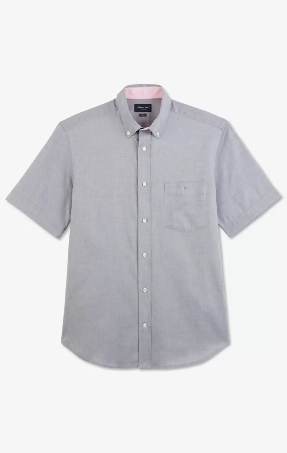 Short-Sleeved Shirts | Eden Park Short Sleeved Grey Cotton Shirt