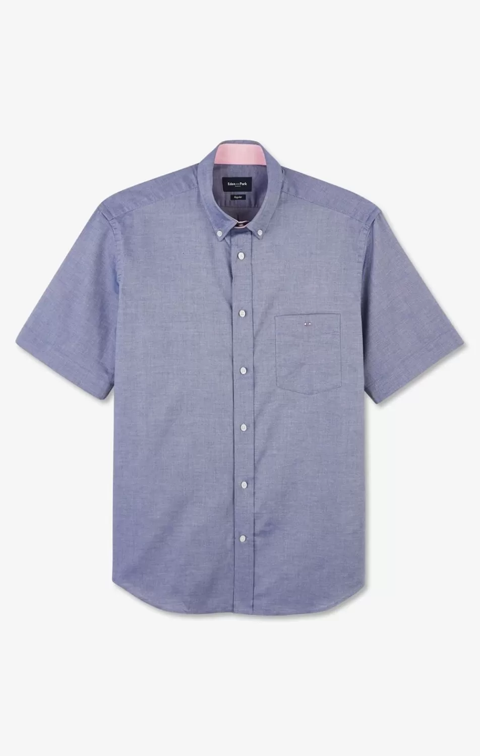 Short-Sleeved Shirts | Eden Park Short Sleeved Navy Cotton Shirt