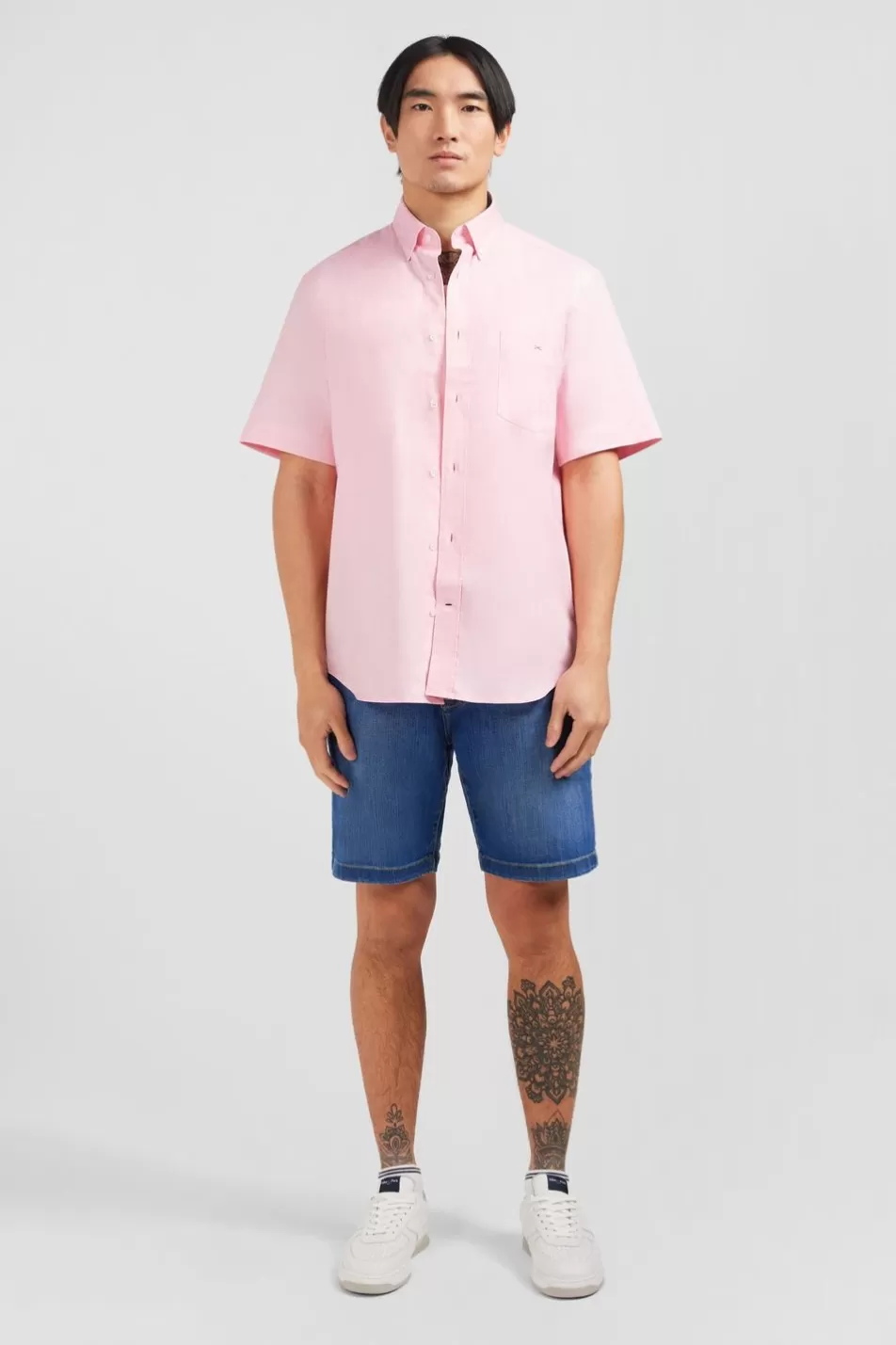 Short-Sleeved Shirts | Eden Park Short Sleeved Pink Cotton Shirt