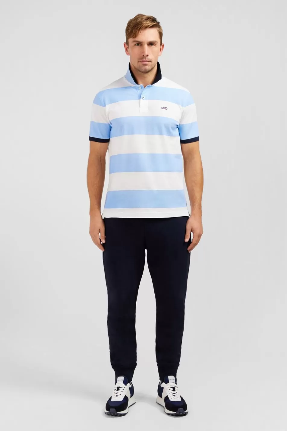 Polos | Eden Park Short-Sleeved Polo Shirt In Pique Cotton With Blue Circles