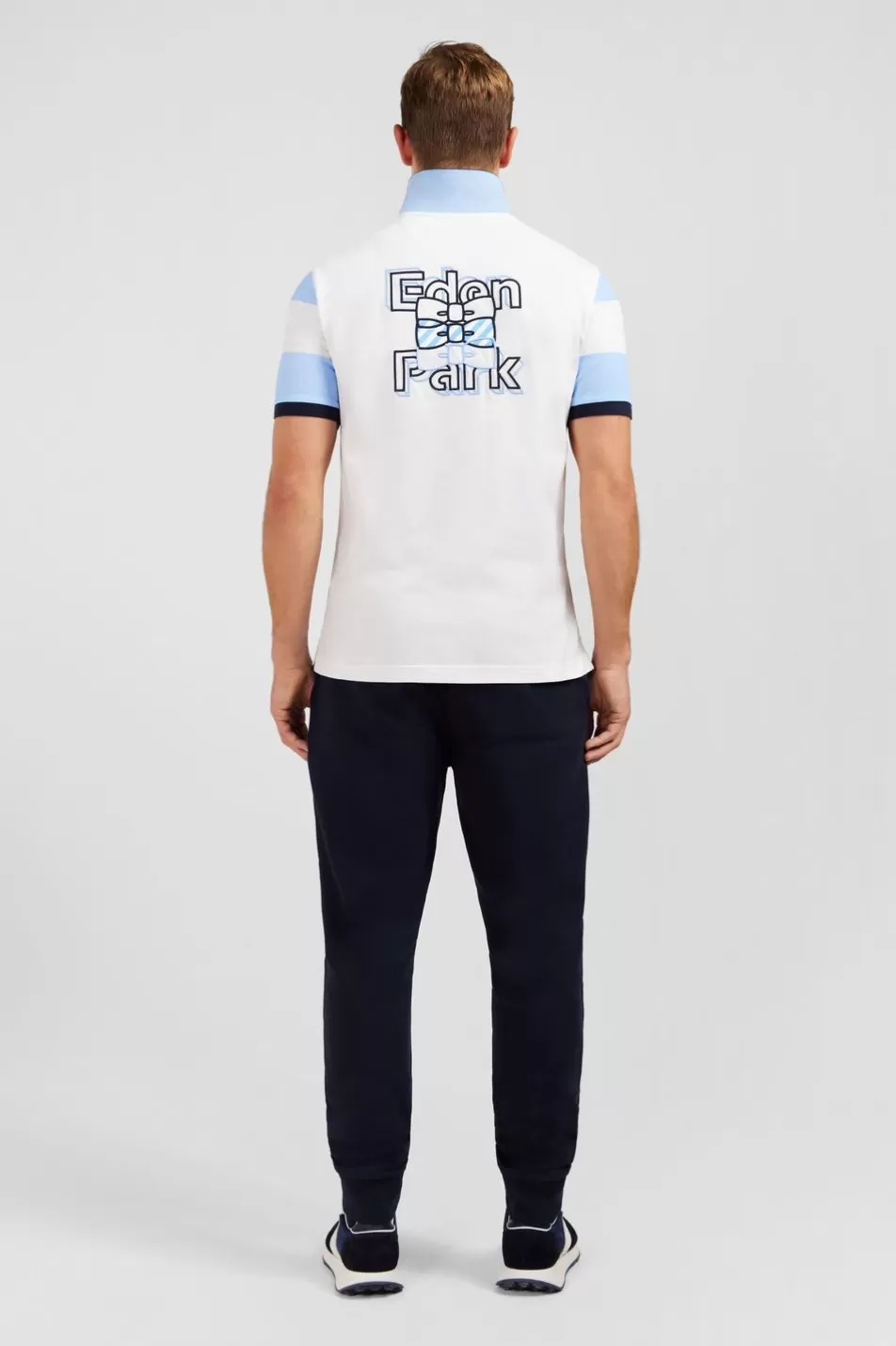 Polos | Eden Park Short-Sleeved Polo Shirt In Pique Cotton With Blue Circles