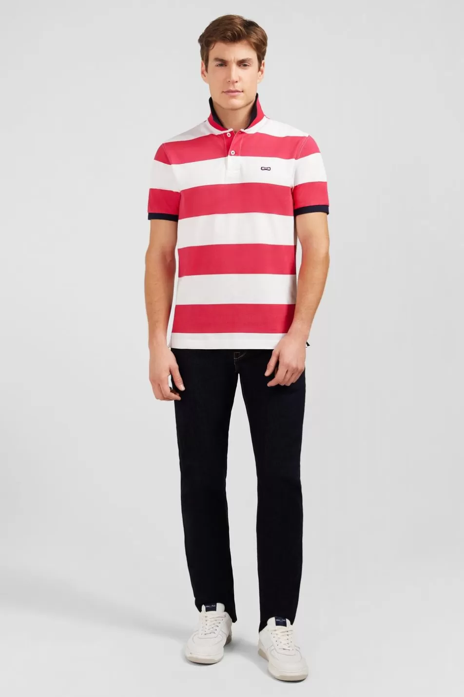 Polos | Eden Park Short-Sleeved Polo Shirt In Pique Cotton With Red Circles