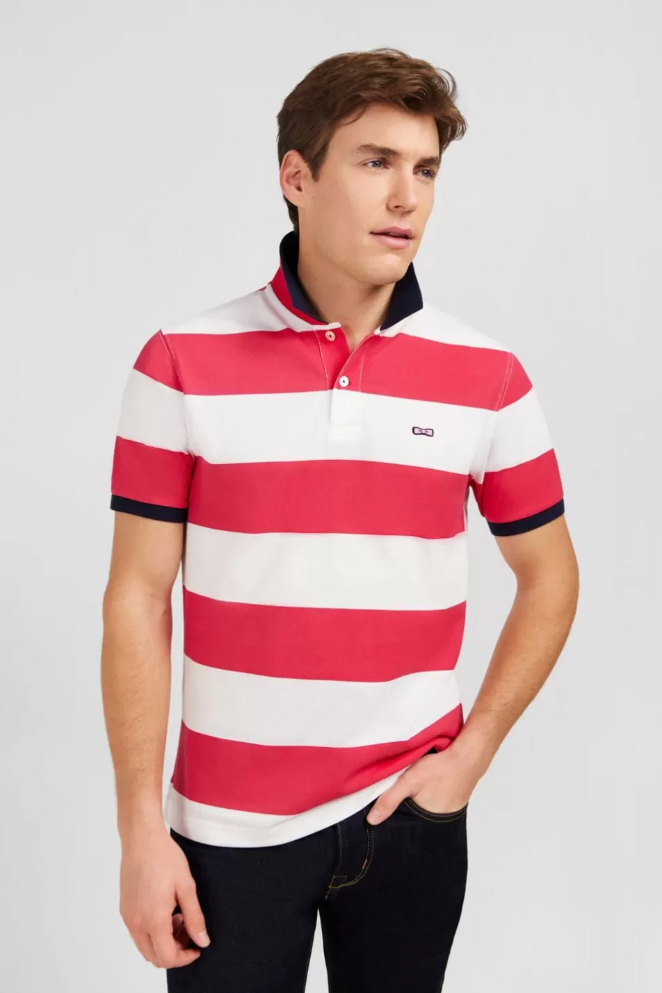 Polos | Eden Park Short-Sleeved Polo Shirt In Pique Cotton With Red Circles